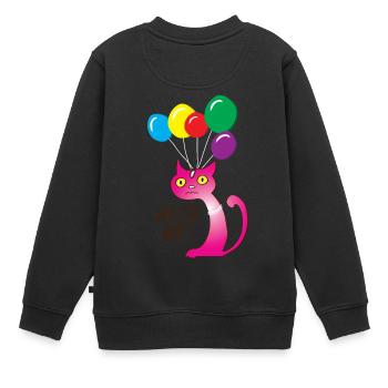 Katze Hilf mir, Help me - Kinder Premium Organic Sweatshirt - Schwarz - Hinten - AI Model Kid Female (0cm)