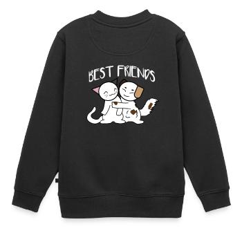 Beste Freunde Katzen Motiv Mietzekatze Kätzchen - Kinder Premium Organic Sweatshirt - Schwarz - Hinten - AI Model Kid Female (0cm)
