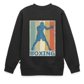 Retro Vintage Style Boxen Boxer Kickboxen - Kinder Premium Organic Sweatshirt - Schwarz - Hinten - AI Model Kid Female (0cm)