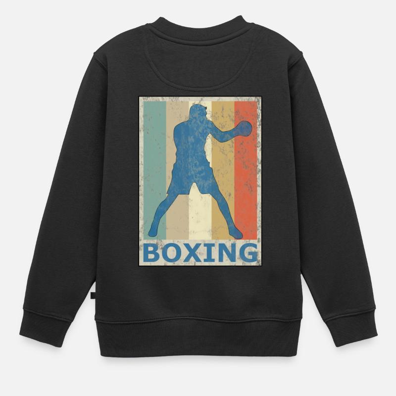 Rétro style vintage Boxe Boxe Kickboxing - Sweat Premium enfant bio - noir