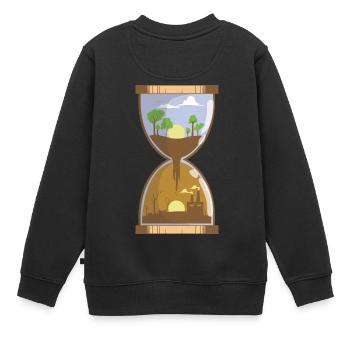 Sablier / Pollution / Conservation - Sweat Premium enfant bio - noir - Dos - AI Model Kid Female (0cm)