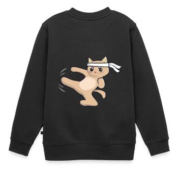 Karate Katze / Kampfkunst - Kinder Premium Organic Sweatshirt - Schwarz - Hinten - AI Model Kid Female (0cm)