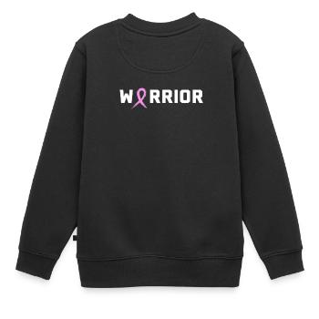 WARRIOR BREAST CANCER T SHIRT - Breastcancer Aware - Kinder Premium Organic Sweatshirt - Schwarz - Hinten - AI Model Kid Female (0cm)