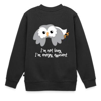 Chouette - hibou - hibou - t-shirt hiboux - lazybones - Sweat Premium enfant bio - noir - Dos - AI Model Kid Female (0cm)