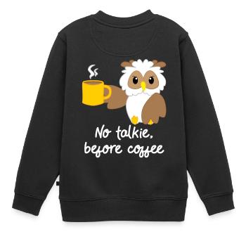 Chouette - hibou - hibou - chouette t-shirt - café - Sweat Premium enfant bio - noir - Dos - AI Model Kid Female (0cm)
