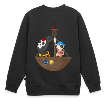 Petit pirate avec son bateau - Sweat Premium enfant bio - noir - Dos - AI Model Kid Female (0cm)