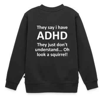ADHS - Kinder Premium Organic Sweatshirt - Schwarz - Hinten - AI Model Kid Female (0cm)