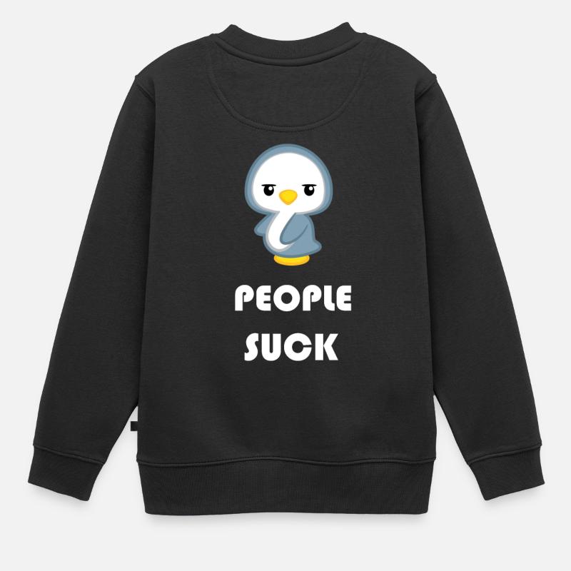 Pingouin - Pingouins - Motif pingouin - Les gens sucent - Sweat Premium enfant bio - noir