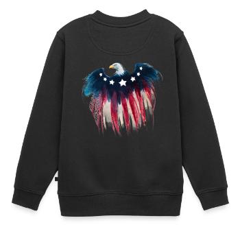 4. Juli Amerikanischer Flaggenadler - Kinder Premium Organic Sweatshirt - Schwarz - Hinten - AI Model Kid Female (0cm)