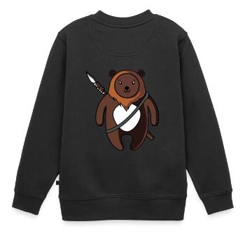 Ours mignon avec une lance - Sweat Premium enfant bio - noir - Dos - AI Model Kid Female (0cm)