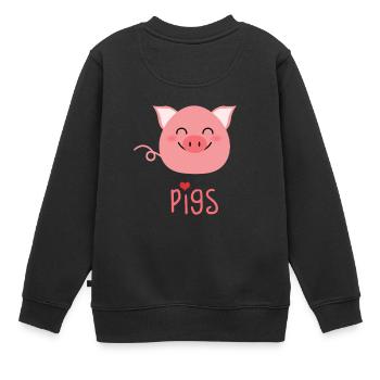 Niedliches Schweinchen - Kinder Premium Organic Sweatshirt - Schwarz - Hinten - AI Model Kid Female (0cm)