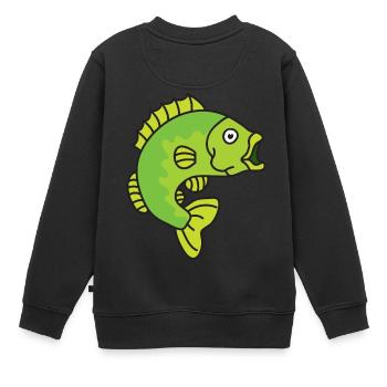 Poisson perche - Sweat Premium enfant bio - noir - Dos - AI Model Kid Female (0cm)