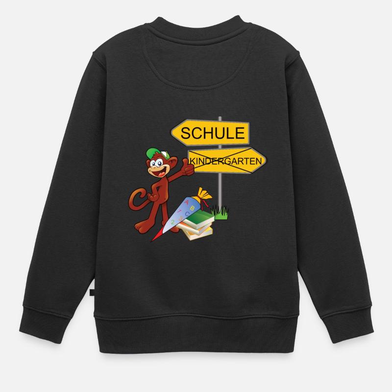Einschulung Affe - Kinder Premium Organic Sweatshirt - Schwarz