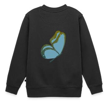 Schmetterling blauer Falter - Kinder Premium Organic Sweatshirt - Schwarz - Hinten - AI Model Kid Female (0cm)