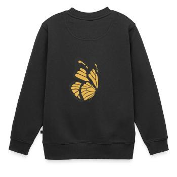 Schmetterling Gelber Falter - Kinder Premium Organic Sweatshirt - Schwarz - Hinten - AI Model Kid Female (0cm)