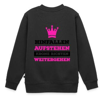 Tomber debout Debout la couronne - Sweat Premium enfant bio - noir - Dos - AI Model Kid Female (0cm)