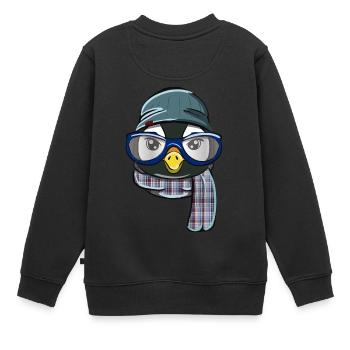 Hipster Pinguin - Kinder Premium Organic Sweatshirt - Schwarz - Hinten - AI Model Kid Female (0cm)