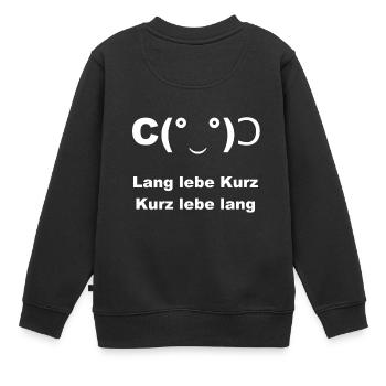 lang lebe kurz kurz lebe lang gesicht weiß - Kinder Premium Organic Sweatshirt - Schwarz - Hinten - AI Model Kid Female (0cm)