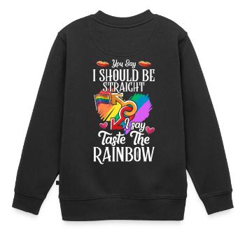 Taste The Rainbow Gay Pride LGBT LGBTQ Geschenk - Kinder Premium Organic Sweatshirt - Schwarz - Hinten - AI Model Kid Female (0cm)