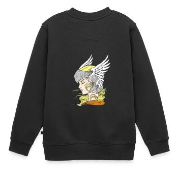 Wallküre - Kinder Premium Organic Sweatshirt - Schwarz - Hinten - AI Model Kid Female (0cm)