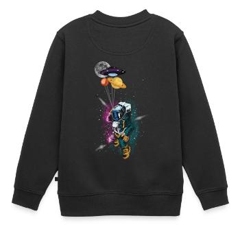 Astronaute spatial - Sweat Premium enfant bio - noir - Dos - AI Model Kid Female (0cm)