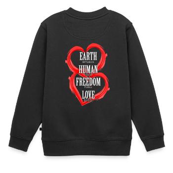 Amour anti racisme politique religion cadeau - Sweat Premium enfant bio - noir - Dos - AI Model Kid Female (0cm)