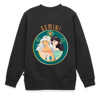 Zodiaque - Horoscope - Gémeaux - Cadeaux - Sweat Premium enfant bio - noir - Dos - AI Model Kid Female (0cm)