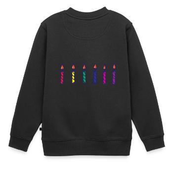 Bougies Six bougies d'anniversaire - Sweat Premium enfant bio - noir - Dos - AI Model Kid Female (0cm)