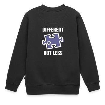 DIFFERENT - NOT LESS! AUTISMUS - Kinder Premium Organic Sweatshirt - Schwarz - Hinten - AI Model Kid Female (0cm)