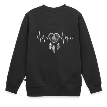 Heartbeat fréquence cardiaque Heartline dreamcatcher - Sweat Premium enfant bio - noir - Dos - AI Model Kid Female (0cm)