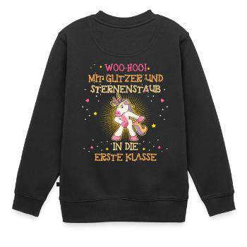 Einhorn Einschulung 1. Klasse Schulanfang Geschenk - Kinder Premium Organic Sweatshirt - Schwarz - Hinten - AI Model Kid Female (0cm)