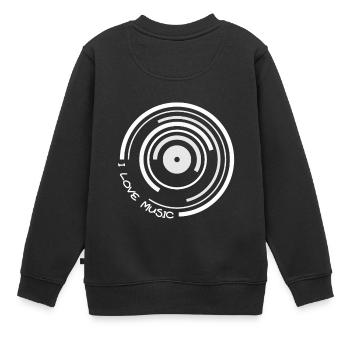 I Love Music Schallplatte Vinyl - Kinder Premium Organic Sweatshirt - Schwarz - Hinten - AI Model Kid Female (0cm)