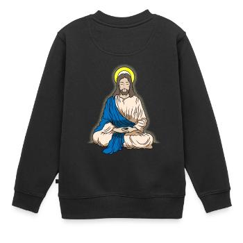Meditation Jesus Christ cross gift - Kids Premium Organic Sweatshirt - black - Back - AI Model Kid Female (0cm)