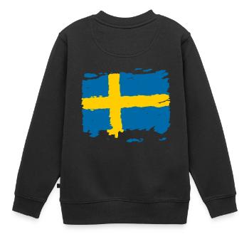 Sverige flag - Sweden flag - Sweden flag - Kids Premium Organic Sweatshirt - black - Back - AI Model Kid Female (0cm)