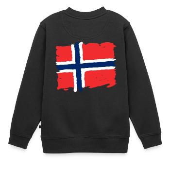 Norge flagg- Norwegen Flagge - Kinder Premium Organic Sweatshirt - Schwarz - Hinten - AI Model Kid Female (0cm)