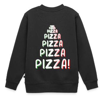 Pizza Pizza Pizza - Kinder Premium Organic Sweatshirt - Schwarz - Hinten - AI Model Kid Female (0cm)