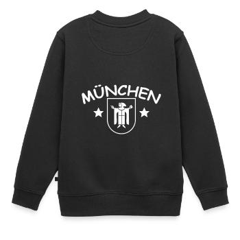 München - Kinder Premium Organic Sweatshirt - Schwarz - Hinten - AI Model Kid Female (0cm)