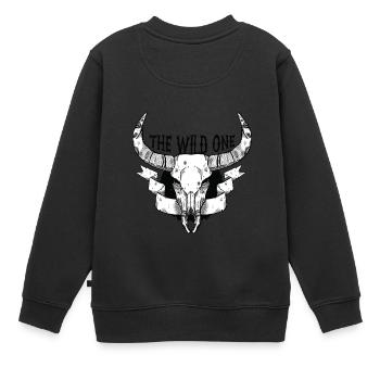 Totenkopf - Kinder Premium Organic Sweatshirt - Schwarz - Hinten - AI Model Kid Female (0cm)