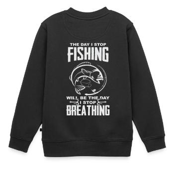 Fischen Atmung cooles Geschenk - Kinder Premium Organic Sweatshirt - Schwarz - Hinten - AI Model Kid Female (0cm)