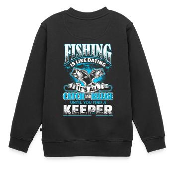 Dating angler pêcheur pêche poisson cadeau - Sweat Premium enfant bio - noir - Dos - AI Model Kid Female (0cm)