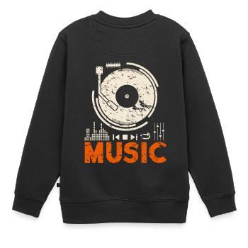 Music Music Schallplattenspieler DJ Geschenk - Kinder Premium Organic Sweatshirt - Schwarz - Hinten - AI Model Kid Female (0cm)