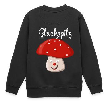 Glückspilz - Kinder Premium Organic Sweatshirt - Schwarz - Hinten - AI Model Kid Female (0cm)