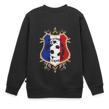 Drapeau français Couleurs nationales Paris Football - Sweat Premium enfant bio - noir - Dos - AI Model Kid Female (0cm)