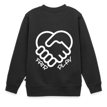 Hand Herz fair play Sport - Kinder Premium Organic Sweatshirt - Schwarz - Hinten - AI Model Kid Female (0cm)