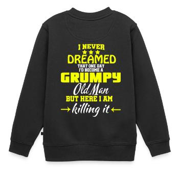 Je deviendrais un vieux t-shirt grincheux, un t grincheux - Sweat Premium enfant bio - noir - Dos - AI Model Kid Female (0cm)