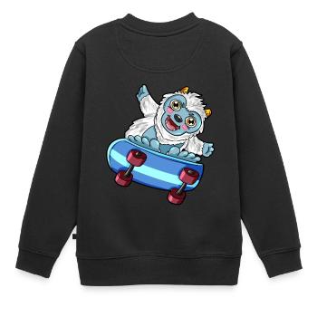 yeti Skateboard - Kinder Premium Organic Sweatshirt - Schwarz - Hinten - AI Model Kid Female (0cm)