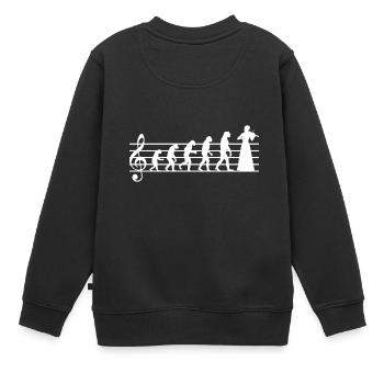 Notenblatt Evolution - Kinder Premium Organic Sweatshirt - Schwarz - Hinten - AI Model Kid Female (0cm)