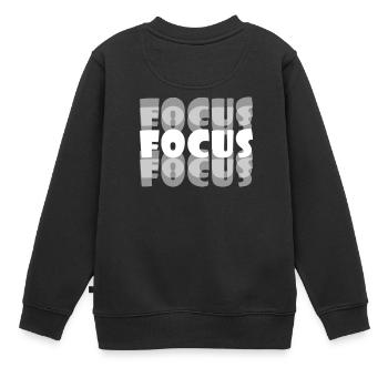 Motivations-Fokus-T-Shirt Design-Fokus - Kinder Premium Organic Sweatshirt - Schwarz - Hinten - AI Model Kid Female (0cm)