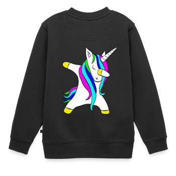 Tamponner licorne licorne - Sweat Premium enfant bio - noir - Dos - AI Model Kid Female (0cm)