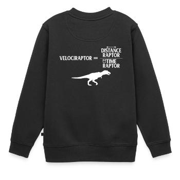 Distanceraptor geteilt durch Timeraptor Velociraptor - Kinder Premium Organic Sweatshirt - Schwarz - Hinten - AI Model Kid Female (0cm)